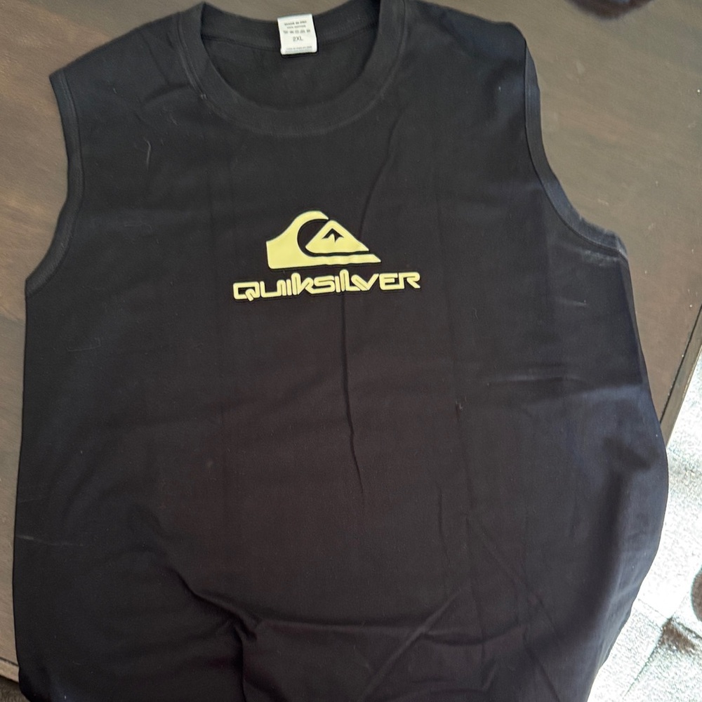 Quiksilver Black Tank Top with Yellow Logo